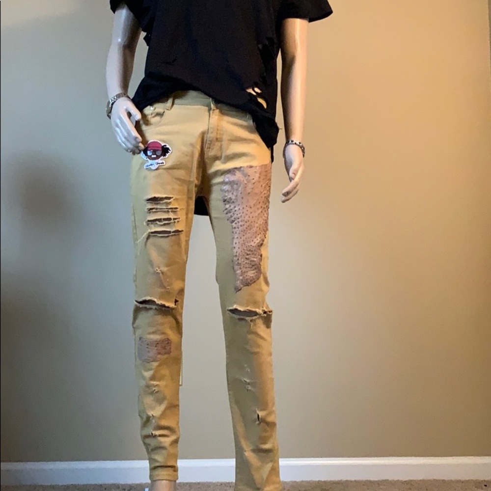 Mens Custom Distressed Skinny Jeans